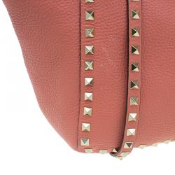 Pre Owned Valentino Tangerine Leather Medium Rockstud Trapeze Tote Bag