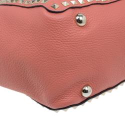 Pre Owned Valentino Tangerine Leather Medium Rockstud Trapeze Tote Bag