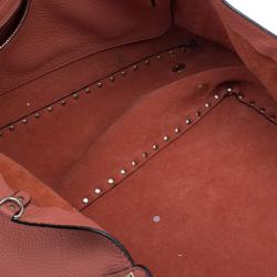 Pre Owned Valentino Tangerine Leather Medium Rockstud Trapeze Tote Bag