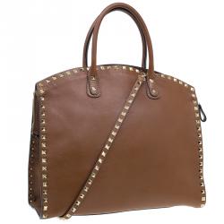 Pre Owned Valentino Brown Leather Rockstud Dome Bag