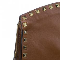 Pre Owned Valentino Brown Leather Rockstud Dome Bag