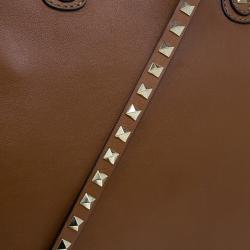 Pre Owned Valentino Brown Leather Rockstud Dome Bag