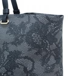 Valentino Grey Vinyl Lace Print Tote Bag