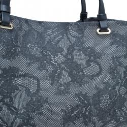 Valentino Grey Vinyl Lace Print Tote Bag