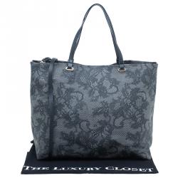 Valentino Grey Vinyl Lace Print Tote Bag