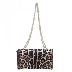 Pre Owned Valentino Beige Leopard Print Calfhair Rockstud Va Va Voom Shoulder Bag
