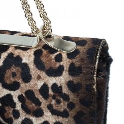 Pre Owned Valentino Beige Leopard Print Calfhair Rockstud Va Va Voom Shoulder Bag