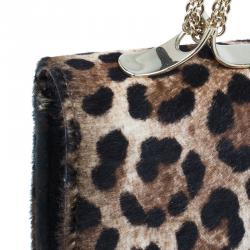 Pre Owned Valentino Beige Leopard Print Calfhair Rockstud Va Va Voom Shoulder Bag