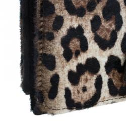 Pre Owned Valentino Beige Leopard Print Calfhair Rockstud Va Va Voom Shoulder Bag