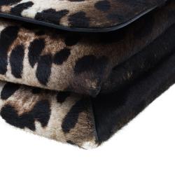 Pre Owned Valentino Beige Leopard Print Calfhair Rockstud Va Va Voom Shoulder Bag