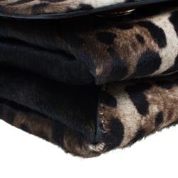 Pre Owned Valentino Beige Leopard Print Calfhair Rockstud Va Va Voom Shoulder Bag