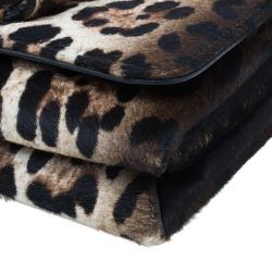 Pre Owned Valentino Beige Leopard Print Calfhair Rockstud Va Va Voom Shoulder Bag