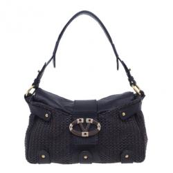 مملوكة مسبقًا Valentino Brown Leather Woven Top Handle Shoulder Bag