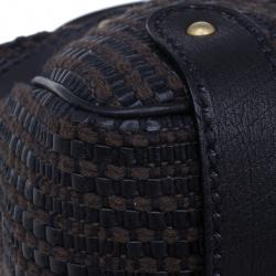مملوكة مسبقًا Valentino Brown Leather Woven Top Handle Shoulder Bag