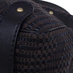 مملوكة مسبقًا Valentino Brown Leather Woven Top Handle Shoulder Bag