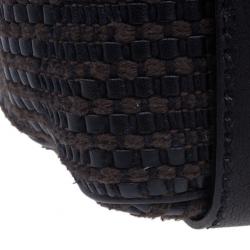 مملوكة مسبقًا Valentino Brown Leather Woven Top Handle Shoulder Bag