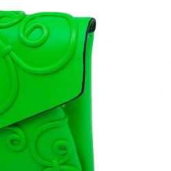 Pre Owned Valentino Neon Green Leather Intrigate Clutch
