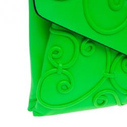 Pre Owned Valentino Neon Green Leather Intrigate Clutch
