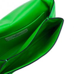 Pre Owned Valentino Neon Green Leather Intrigate Clutch