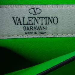Pre Owned Valentino Neon Green Leather Intrigate Clutch