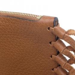 Pre Owned Valentino Brown Leather C Rockee Gryphon Fringe Clutch