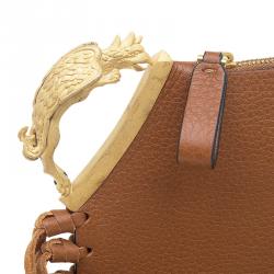 Pre Owned Valentino Brown Leather C Rockee Gryphon Fringe Clutch