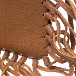 Pre Owned Valentino Brown Leather C Rockee Gryphon Fringe Clutch