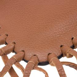 Pre Owned Valentino Brown Leather C Rockee Gryphon Fringe Clutch