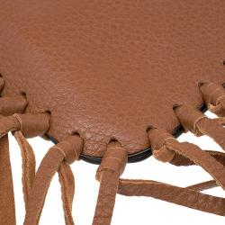 Pre Owned Valentino Brown Leather C Rockee Gryphon Fringe Clutch