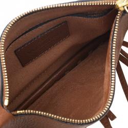 Pre Owned Valentino Brown Leather C Rockee Gryphon Fringe Clutch