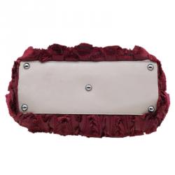 Pre Owned حقيبة فالينتينو روزيه حرير بيج/أحمر و جلد