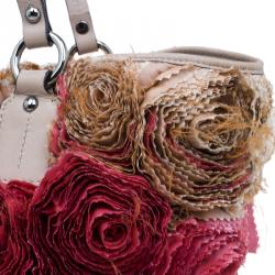 Pre Owned حقيبة فالينتينو روزيه حرير بيج/أحمر و جلد