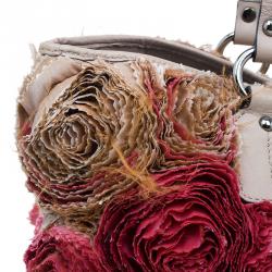 Pre Owned حقيبة فالينتينو روزيه حرير بيج/أحمر و جلد