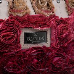 Pre Owned حقيبة فالينتينو روزيه حرير بيج/أحمر و جلد