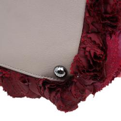 Pre Owned حقيبة فالينتينو روزيه حرير بيج/أحمر و جلد