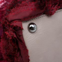 Pre Owned حقيبة فالينتينو روزيه حرير بيج/أحمر و جلد