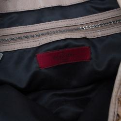 Pre Owned حقيبة فالينتينو روزيه حرير بيج/أحمر و جلد