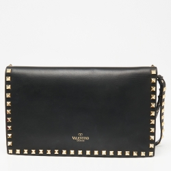 Pre Owned حقيبة كلتش فالنتينو بحمالة معصم و مزين بروكستد جلد أزرق فاتح