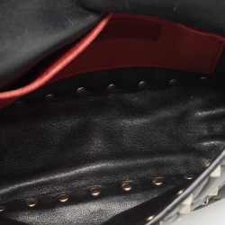 Pre Owned Valentino Black Quilted Leather Small Rockstud Spike Chain Top Handle Bag