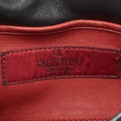 Pre Owned Valentino Black Quilted Leather Small Rockstud Spike Chain Top Handle Bag