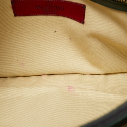 Pre Owned Valentino Dark Green Leather Rockstud Flap Shoulder Bag