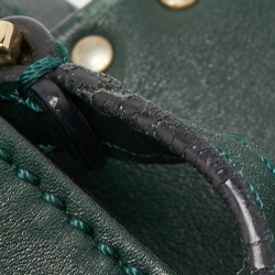 Pre Owned Valentino Dark Green Leather Rockstud Flap Shoulder Bag