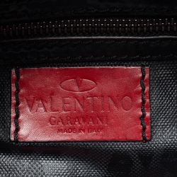 Pre Owned Valentino Black Coated Canvas and Patent Leather Catch Hobo
