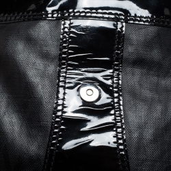 Pre Owned Valentino Black Coated Canvas and Patent Leather Catch Hobo