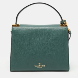 Pre Owned Valentino Green Leather My Rockstud Top Handle Bag