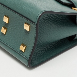Pre Owned Valentino Green Leather My Rockstud Top Handle Bag