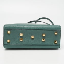 Pre Owned Valentino Green Leather My Rockstud Top Handle Bag