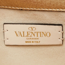 Pre Owned Valentino Gold Leather Rockstud Chain Clutch