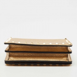 Pre Owned Valentino Gold Leather Rockstud Chain Clutch