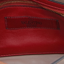Pre Owned Valentino Pale Pink Leather Rockstud Spike Top Handle Bag